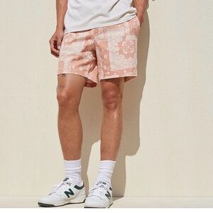 PacSun Men's Light Peach Patterned Athletic Shorts